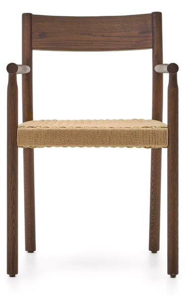 Brązowo-naturalne krzesło z litego drewna dębowego Yalia – Kave Home