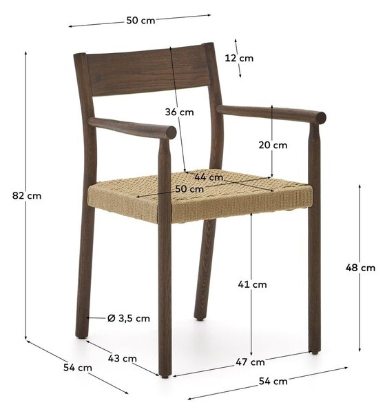 Brązowo-naturalne krzesło z litego drewna dębowego Yalia – Kave Home