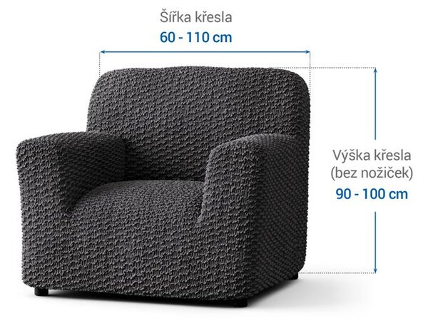 Bi-elastyczne pokrowce MOSAICO ciemnoszare fotel (sz. 60 - 110 cm)
