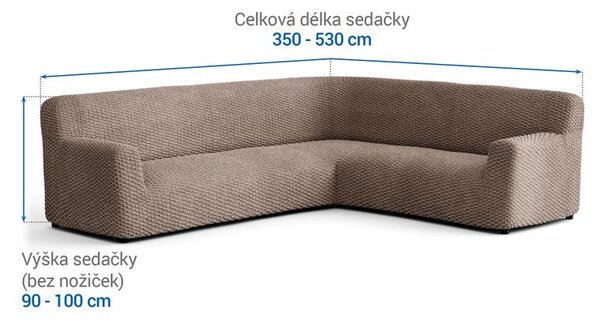 Bi-elastyczne pokrowce MOSAICO orzeszkowe kanapa narożnikowa (sz. 350 - 530 cm)