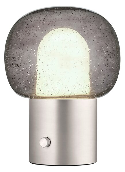Aluminiowa lampa stołowa LED w kolorze srebra ze szklanym kloszem (wysokość 32 cm) Iris – Blomus