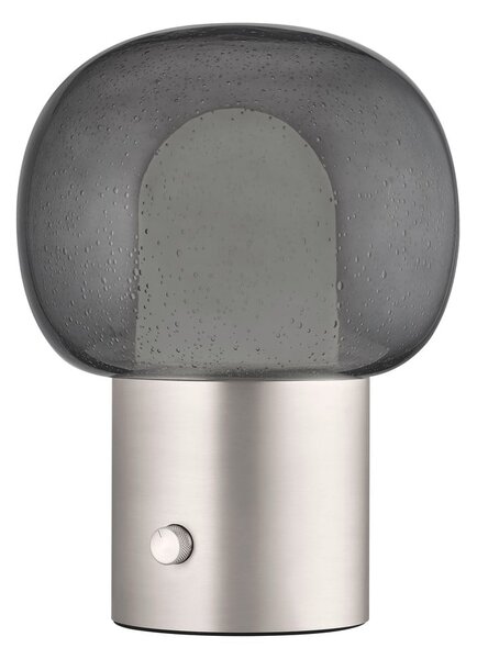 Aluminiowa lampa stołowa LED w kolorze srebra ze szklanym kloszem (wysokość 32 cm) Iris – Blomus