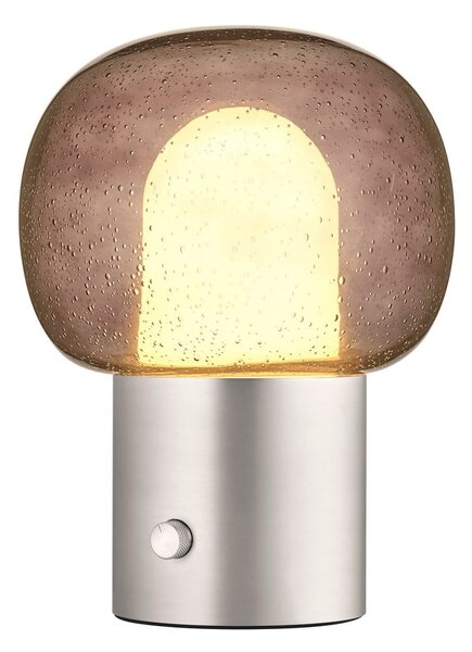 Aluminiowa lampa stołowa LED w kolorze srebra ze szklanym kloszem (wysokość 32 cm) Iris – Blomus
