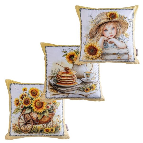 Zestaw 3 poszewek na poduszki SUNFLOWERS 45 x 45 cm