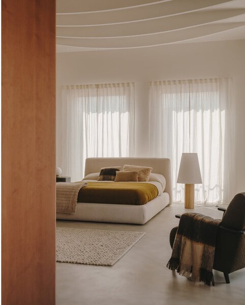 Beżowe tapicerowane łóżko dwuosobowe 160x200 cm Martina – Kave Home