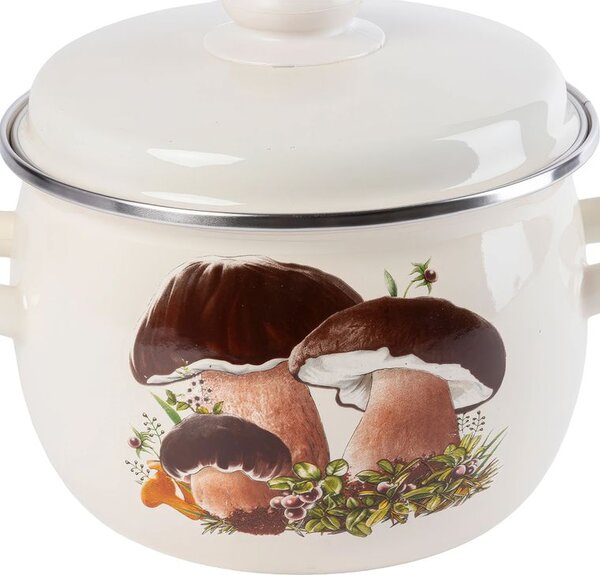 Garnek emaliowany z pokrywką GRZYBY 3,5 l