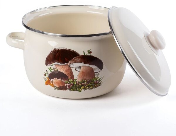 Garnek emaliowany z pokrywką GRZYBY 3,5 l
