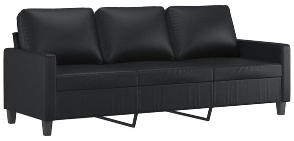 Sofa, 3-osobowa czarna, 180 cm, obita sztucznÄ skÃ³rÄ