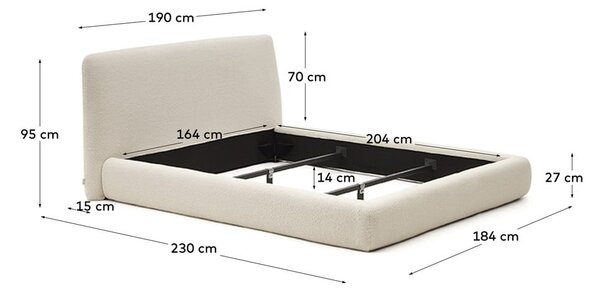 Beżowe tapicerowane łóżko dwuosobowe 160x200 cm Martina – Kave Home