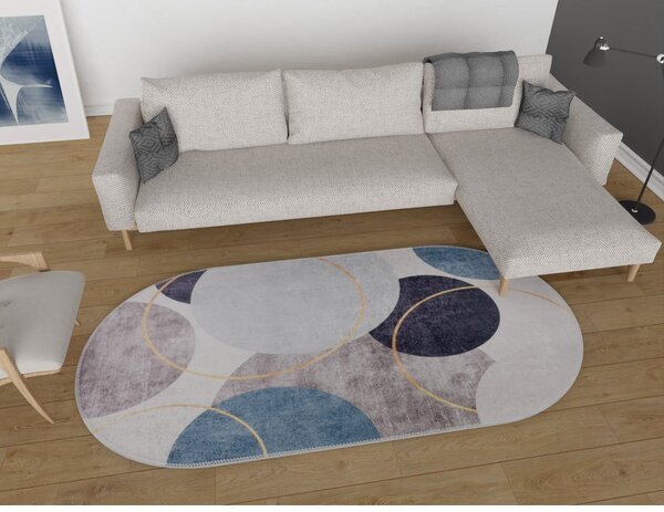 Niebiesko-szary dywan odpowiedni do prania 60x100 cm Oval – Vitaus