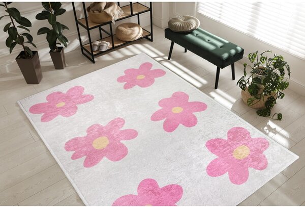 Różowo-kremowy dywan dziecięcy odpowiedni do prania 80x150 cm Cute Flowers Pink – Vitaus
