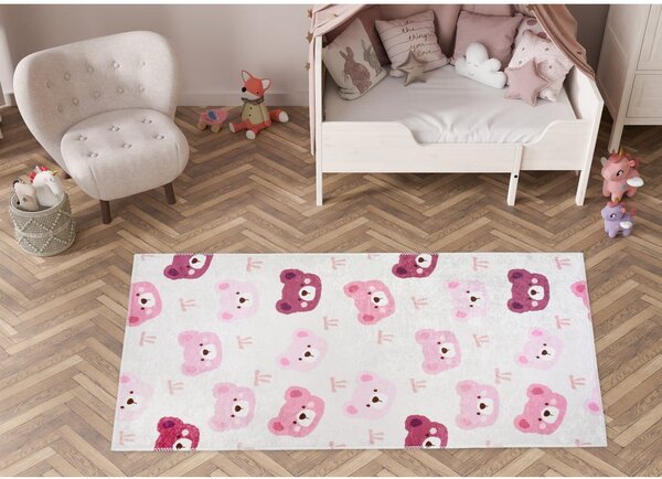 Różowo-kremowy dywan dziecięcy odpowiedni do prania 80x150 cm Cute Teddies Pink – Vitaus