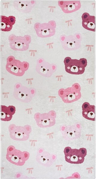 Różowo-kremowy dywan dziecięcy odpowiedni do prania 80x150 cm Cute Teddies Pink – Vitaus