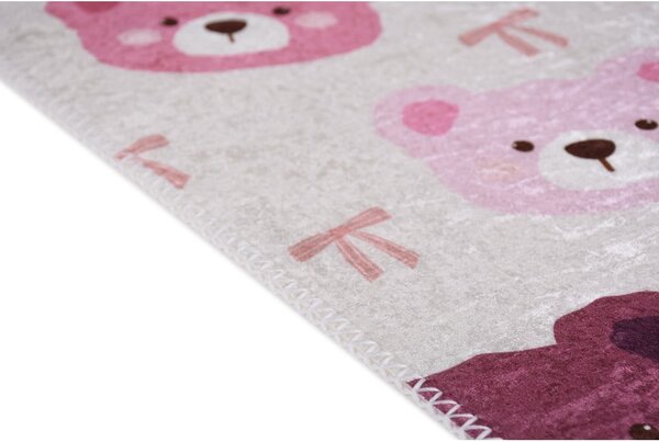 Różowo-kremowy dywan dziecięcy odpowiedni do prania 80x150 cm Cute Teddies Pink – Vitaus