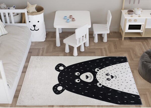 Czarno-biały dywan dziecięcy odpowiedni do prania 100x160 cm Bear Family – Vitaus