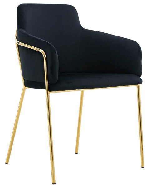 EMWOmeble Krzesło Glamour czarne C-900 / welur, złote nogi