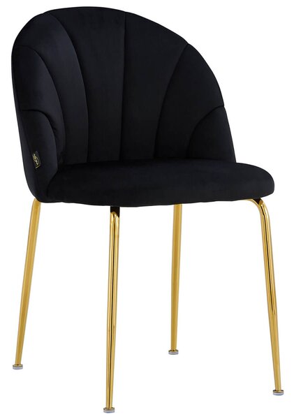 EMWOmeble Krzesło Glamour czarne C-905 / welur, złote nogi