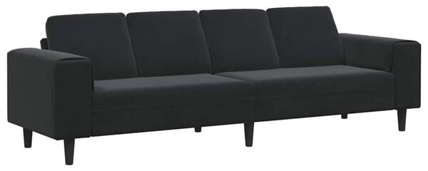 Nowoczesna sofa do salonu w kolorze czarnym, 4-miejscowa z poduszkami i odpornym na wilgoÄ materiaÅem