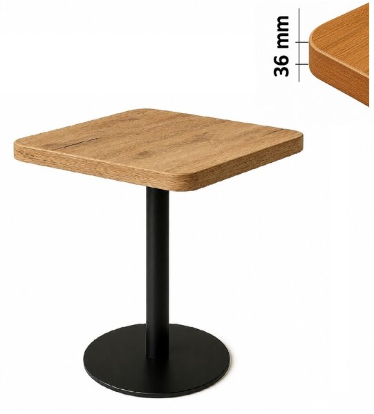Stolik 60x60 cm kwadratowy zaowalony, restauracja, kawiarnia, bar, blat 3,6 cm, noga Metal I ArtDHome