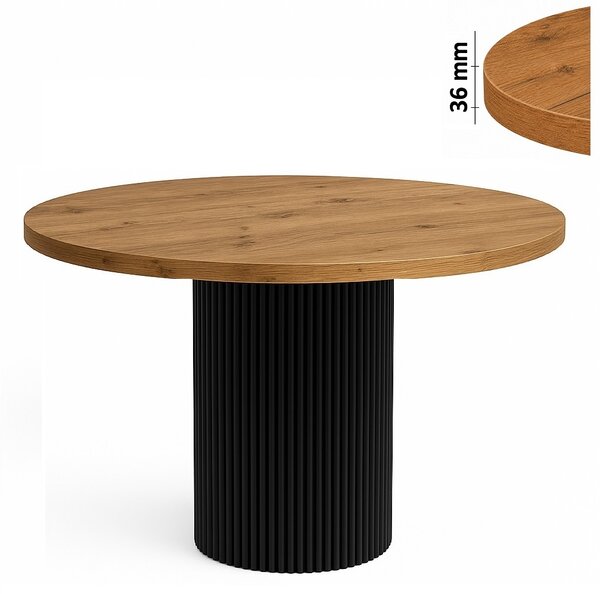 Stół 120 cm okrągły nierozkładany, blat 3,6 cm, podstawa Metalowa „ Kolumna ” I ArtDHome
