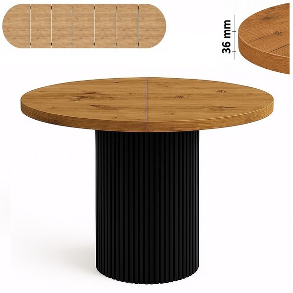 Stół 100/350 cm okrągły rozkładany, blat 3,6 cm, podstawa Metalowa „ Kolumna ” I ArtDHome