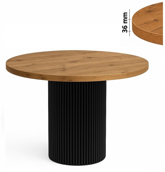 Stół 100 cm okrągły nierozkładany, blat 3,6 cm, podstawa Metalowa „ Kolumna ” I ArtDHome