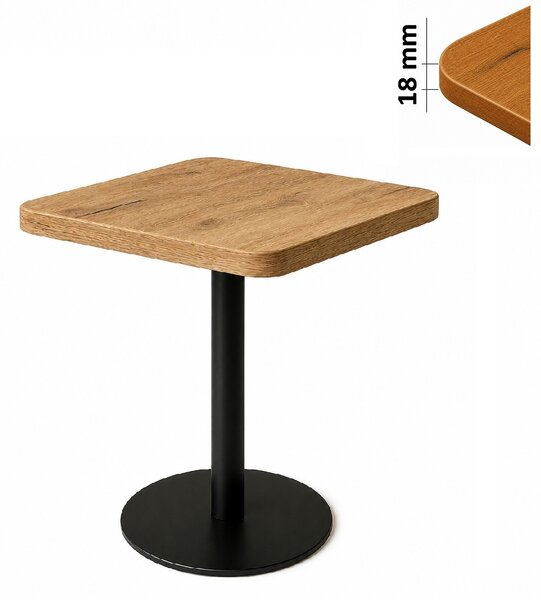 Stolik 60x60 cm kwadratowy zaowalony, restauracja, kawiarnia, bar, blat 1,8 cm, noga Metal I ArtDHome