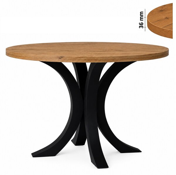 Stół 120 cm okrągły nierozkładany, blat 3,6 cm, nogi Metalowe „ Lotos ” I ArtDHome