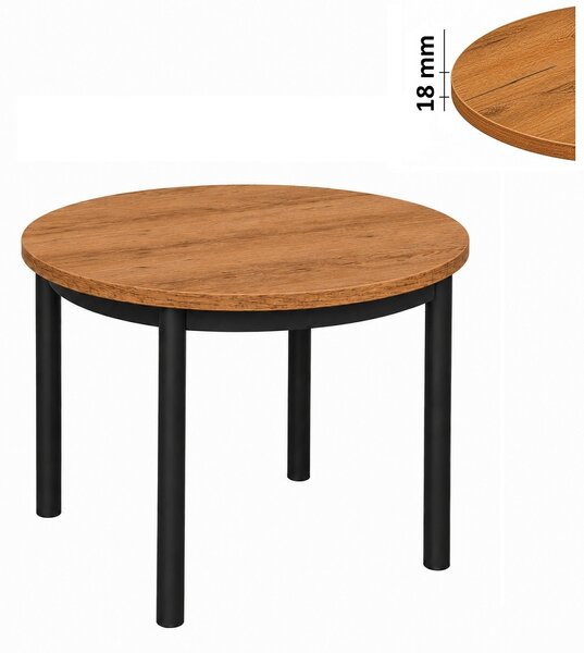 Stół 80 cm okrągły nierozkładany, blat 1,8 cm, nogi Metalowe „ Okrągłe ” | ArtD Home