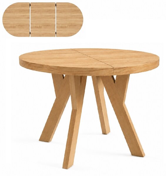 Stół rozsuwany okrągły 100/150cm blat 3,6cm nogi Drewno Dąb Artisan PROMOCJA I ArtDHome