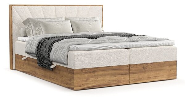 Kremowo-naturalne łóżko boxspring ze schowkiem 160x200 cm Asahi – Maison de Rêve