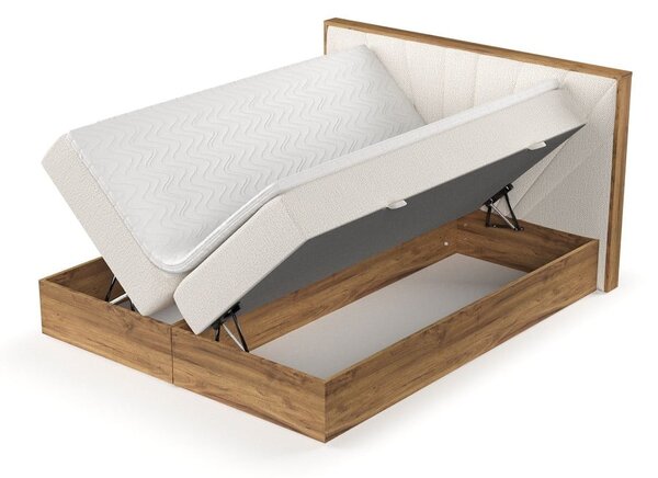 Kremowo-naturalne łóżko boxspring ze schowkiem 160x200 cm Asahi – Maison de Rêve