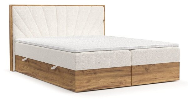 Kremowo-naturalne łóżko boxspring ze schowkiem 160x200 cm Asahi – Maison de Rêve