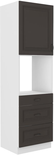 Wysoka szafka słupek z szufladami na piekarnik STILO 60 DPS-210 3S 1F Grafit/Biały