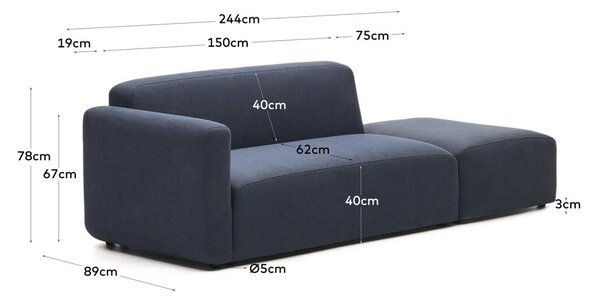 Ciemnoniebieska sofa 244 cm Neom – Kave Home