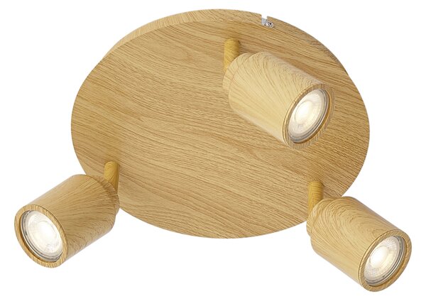 Lampa sufitowa Japandi z jasnego drewna z regulowanymi spotami 3-punktowa IP44 - Ducha