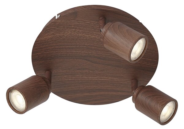 Lampa sufitowa Japandi z ciemnego drewna z regulowanymi spotami 3-punktowa IP44 - Ducha
