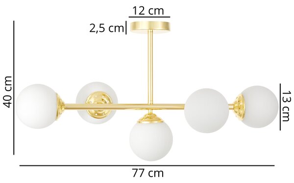 LAMPA WISZĄCA SUFITOWA PLAFON NOWOCZESNA ZŁOTO KLASYCZNE BIAŁE KULE FINO 5 LED