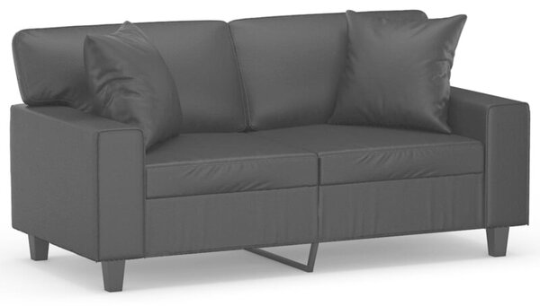 Sofa 2-osobowa z poduszkami, czarna, 120 cm, sztuczna skÃ³ra