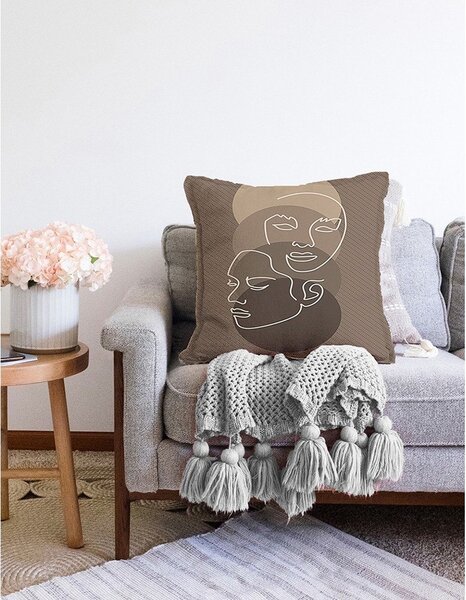 Brązowa poszewka na poduszkę z domieszką bawełny Minimalist Cushion Covers Chenille, 55x55 cm