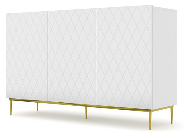 Komoda biały mat + złota rama - Nevia 5X