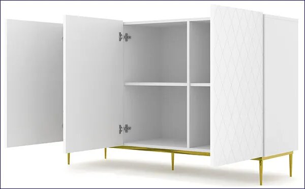 Komoda biały mat + złota rama - Nevia 5X