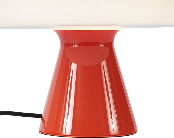 Lampa stołowa w stylu retro czerwona z białym elementem - Knob