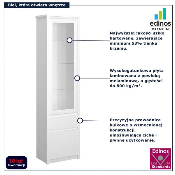 Biała wysoka witryna w stylu skandynawskim F2-S39