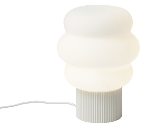 Lampa stołowa Japandi beżowa z opalowym szkłem 18 cm - Kumo