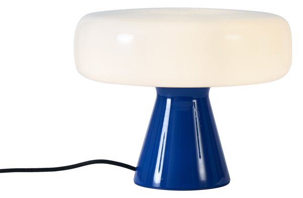 Lampa stołowa w stylu retro niebieska z białym elementem - Knob