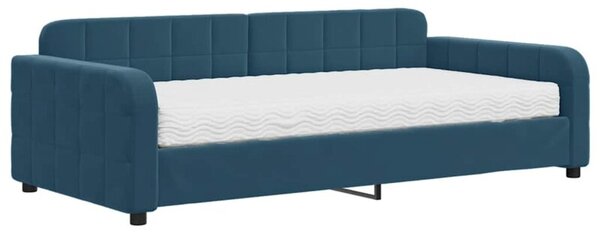 Sofa z materacem do spania, niebieska, 100x200 cm, aksamit