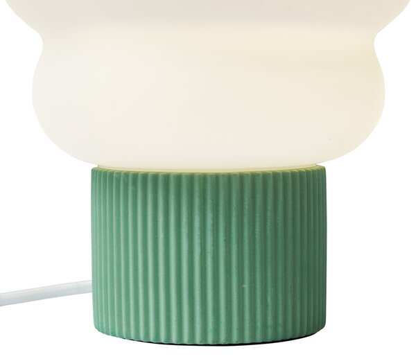 Lampa stołowa Japandi zielona ze szkłem opalowym 18 cm - Kumo