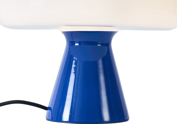 Lampa stołowa w stylu retro niebieska z białym elementem - Knob