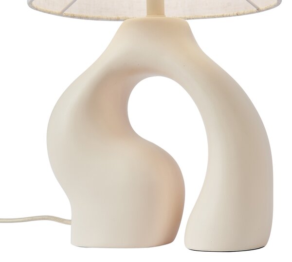 Lampa stołowa Japandi beżowa z lnianym abażurem - Dahlia